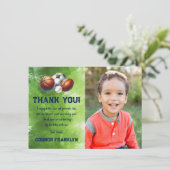 Moderne kinderfoto sport bedankkaart (Staand voorkant)