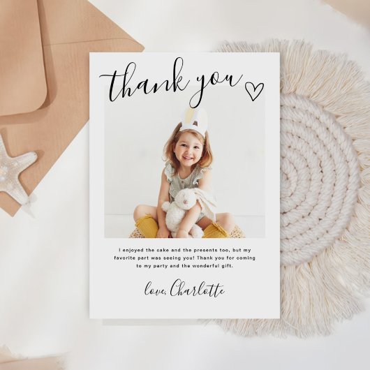 Moderne kinderfoto verjaardag bedankkaart