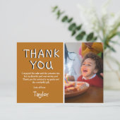 Moderne kinderfoto verjaardag | bedankkaartje bedankkaart (Staand voorkant)