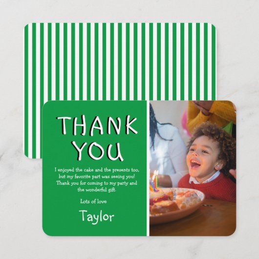 Moderne kinderfoto verjaardag | Dankkaart Bedankkaart (Voorkant / Achterkant)