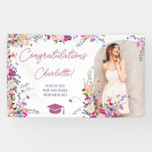 Moderne kische wilde bloemen afstuderen met script spandoek (Horizontaal)