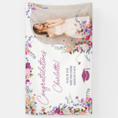 Moderne kische wilde bloemen afstuderen met script spandoek (Verticaal)