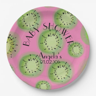 Moderne Kiwi Fruit - Watercolor Baby Shower Papieren Bordje