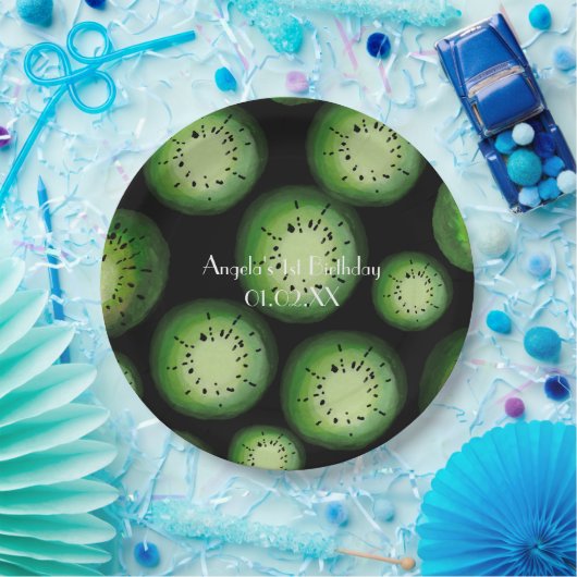 Moderne kiwi-vruchten - Waterverf op elke dag Papieren Bordje (Feest)