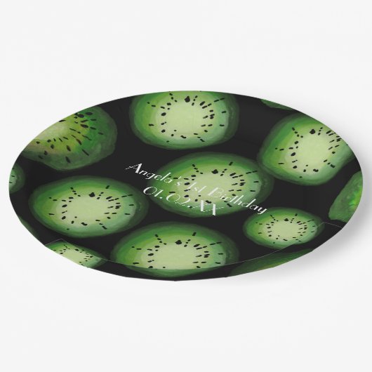 Moderne kiwi-vruchten - Waterverf op elke dag Papieren Bordje (Gekanteld)