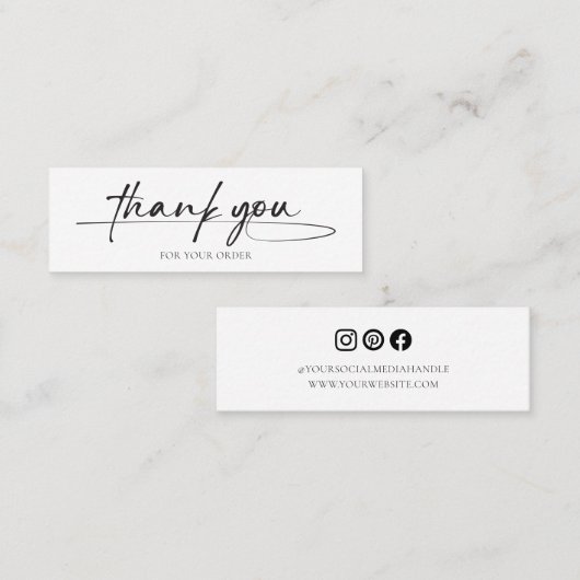 Moderne klant bedankt handgeschreven script Logo Mini Visitekaartje (Voorkant / Achterkant)