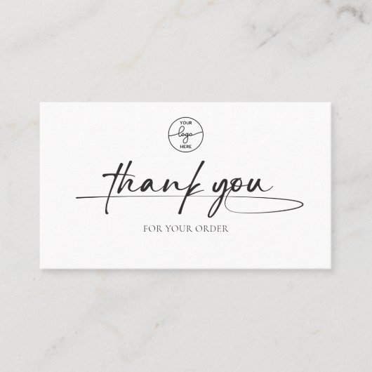 Moderne klant bedankt handgeschreven script Logo Visitekaartje (Voorkant)