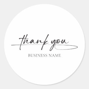 Moderne klant bedankt handgeschreven script ronde sticker