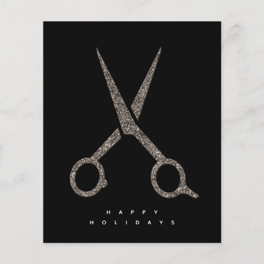 moderne KLANT-glitterschaar Hairdresser-kaart (Voorkant)