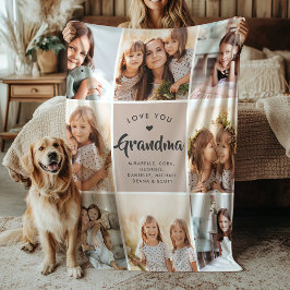 Moderne KLANTTEKST Familie Grandma Photo Collage Fleece Deken