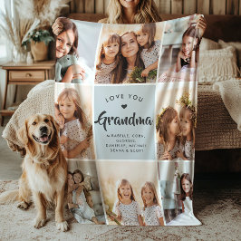 Moderne KLANTTEKST Familie Grandma Photo Collage Fleece Deken