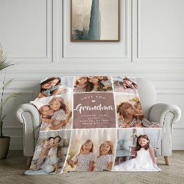 Moderne KLANTTEKST Grandma Family Photo Collage Fleece Deken