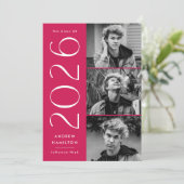 Moderne Klas van 2023 Magenta 3 Foto Afstuderen Aankondiging (Staand voorkant)