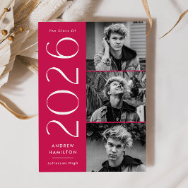 Moderne Klas van 2023 Magenta 3 Foto Afstuderen Aankondiging