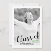 Moderne klas van 2023 script sagegroene foto kaart (Voorkant)