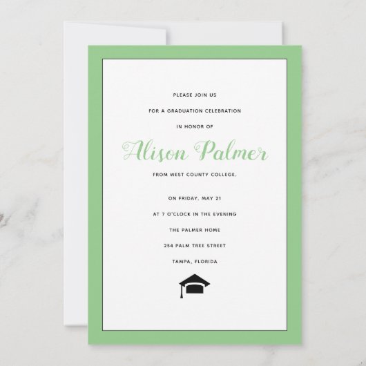 Moderne klas van 2023 script sagegroene foto kaart (Achterkant)