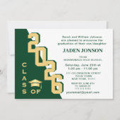 Moderne klas van 2025 Gouden Groene Afstudeerfeest Kaart (Voorkant)