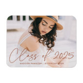 Moderne Klas van 2025 Terracotta Script Afstuderen Magneet (Horizontaal)