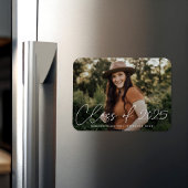 Moderne Klas van 2025 Witte Script Afstuderen Magneet