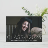 Moderne Klas van 2026 Foto Afstudeerfeest Kaart (Staand voorkant)