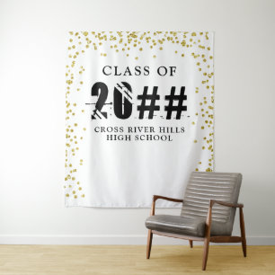 Moderne KLAS VAN 20XX Gouden Confetti Foto Achterg Wandkleed