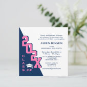 Moderne klasse 2022 Navy Pink Graduation Party Kaart (Staand voorkant)