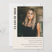 Moderne klasse 2023 Cream Photo Graduation Party Kaart (Voorkant)