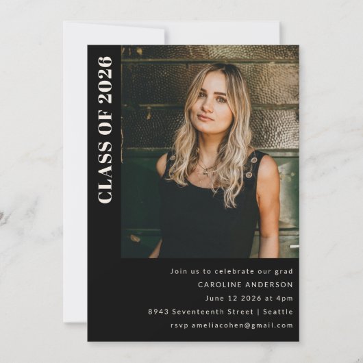 Moderne klasse 2023: zwarte fotograafpartij kaart (Voorkant)