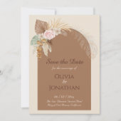 Moderne klasse Boho rustiek Beige Bruin Save The D Kaart (Voorkant)