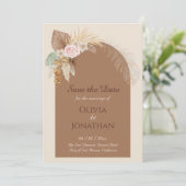 Moderne klasse Boho rustiek Beige Bruin Save The D Kaart (Staand voorkant)