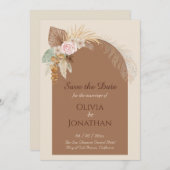 Moderne klasse Boho rustiek Beige Bruin Save The D Kaart (Voorkant / Achterkant)