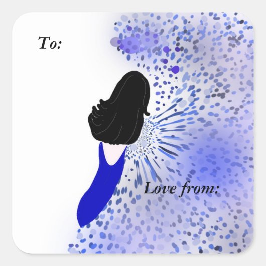Moderne Klasse Dame Cadeautag Vierkante Sticker (Voorkant)