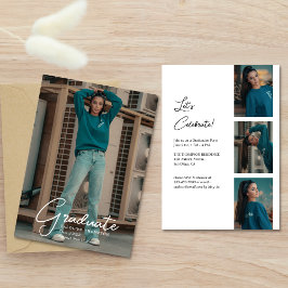 Moderne Klasse Foto Strip Script Afstudeerfeest Kaart