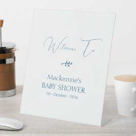 Moderne Klasse Minimalistische Baby Shower Welkom Reclamebord Met Voetstuk