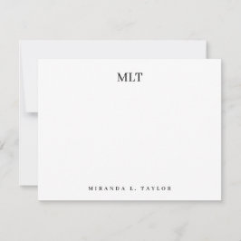 Moderne Klasse Monogram Initiaal Gepersonaliseerde Notitiekaartje