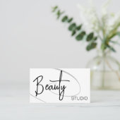 Moderne Klasse Professionele Haarstudio Zwart Wit Visitekaartje (Staand voorkant)