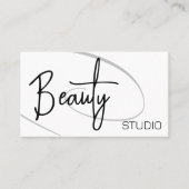 Moderne Klasse Professionele Haarstudio Zwart Wit Visitekaartje (Voorkant)