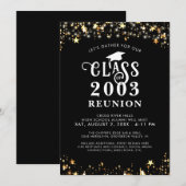 Moderne Klasse Reünie Zwart Gouden Sterren Lichten Kaart (Voorkant / Achterkant)