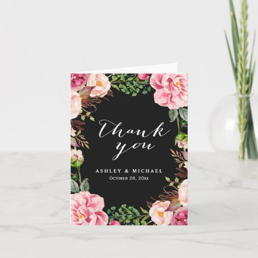 Moderne Klasse Roze Bloemenkrans Bedankt (Voorkant)