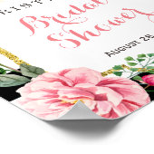 Moderne Klasse Roze Bloemige Bruidsfeest Sign Poster (Hoek)