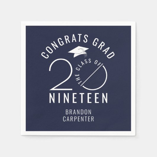 Moderne klasse van 2019 Congrats Afstudeerder Navy Servet (Voorkant)