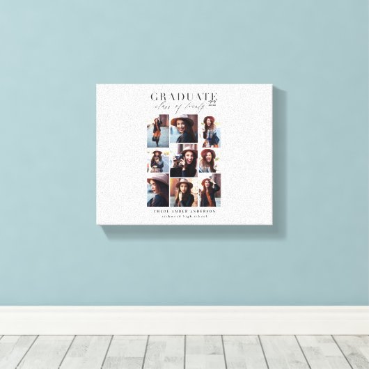 Moderne klasse van 2019 foto-afstuderen aankondigi canvas afdruk (Insitu (Houten vloer))