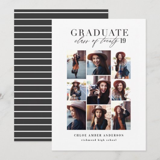 Moderne klasse van 2019 foto-afstuderen aankondigi feestdagenkaart (Voorkant / Achterkant)