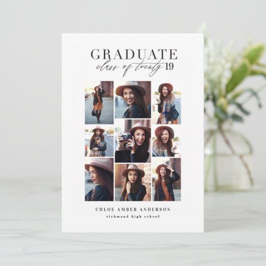 Moderne klasse van 2019 foto-afstuderen aankondigi feestdagenkaart (Staand voorkant)