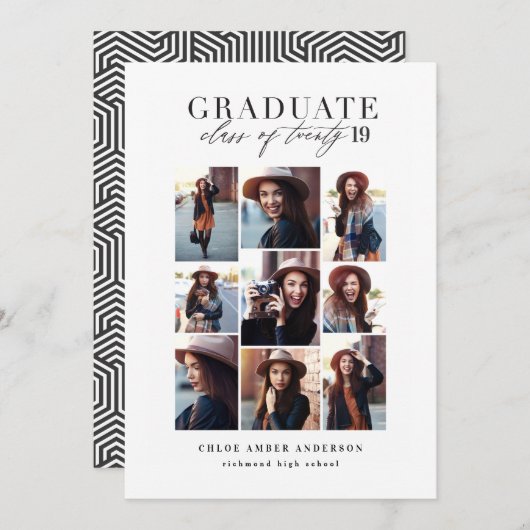 Moderne klasse van 2019 foto-afstuderen aankondigi feestdagenkaart (Voorkant / Achterkant)