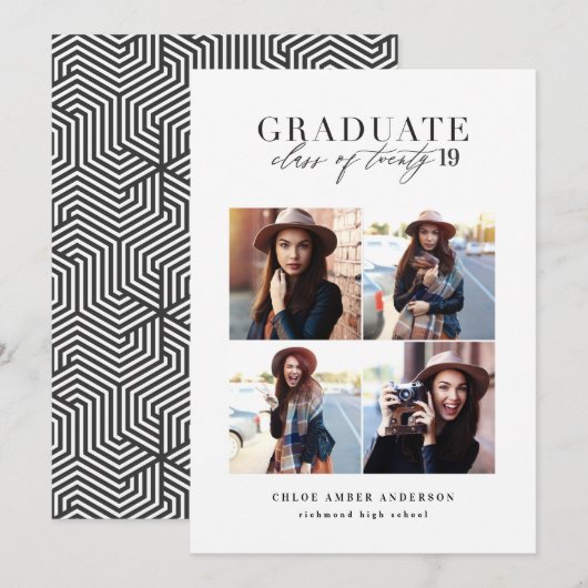 Moderne klasse van 2019 foto-afstuderen aankondigi feestdagenkaart (Voorkant / Achterkant)