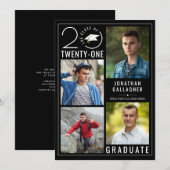 Moderne KLASSE van 2021 Foto Collage Black Afstude Aankondiging (Voorkant / Achterkant)