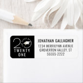 Moderne KLASSE van 2021: Typografiecirkel zwart Etiket (Insitu)