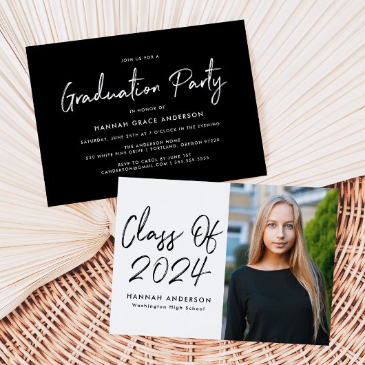 Moderne klasse van 2023 Black Script Graduation Pa Kaart