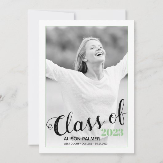 Moderne Klasse van 2023 de groene foto van de manu Kaart (Voorkant)